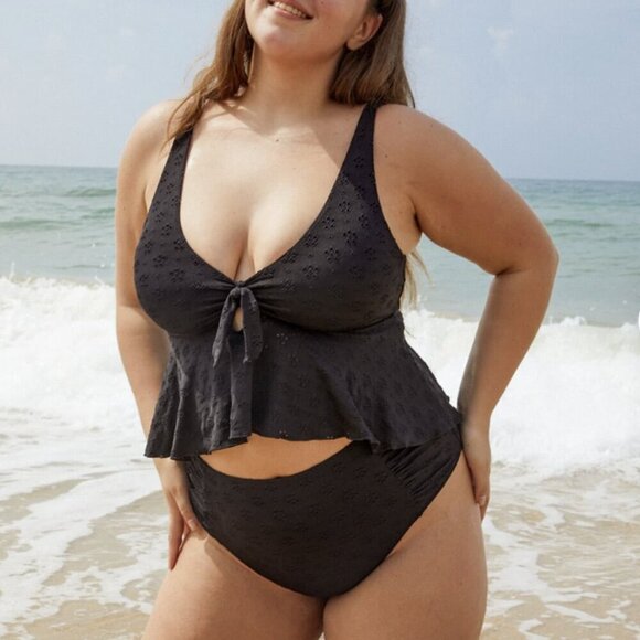 BERLOOK Floral Cutout Ruched Plus Size Bikini TOP AND BOTTOM 16 - Picture 1 of 5